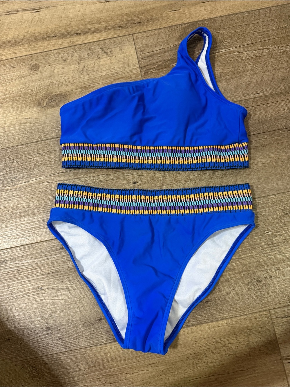 Blue One-Shoulder Bikini Set